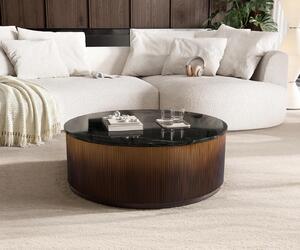 DELIFE Tavolino da salotto Fiorano 90x90 cm Marmo Nero Argento Metallo Oro Ombre