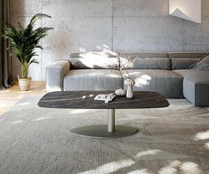 DELIFE Tavolino Edge Boot 140x80 cm Vetroceramica Laminam® Noir Desir Marrone Vibany Finitura effetto metallo Titanio