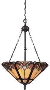 Lampadario Tiffany Cambridge Acciaio Bronzo Vintage 3 Luci E27