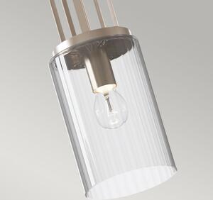 Lampada a sospensione in vetro metallo E27 larga 17,8 cm H: max. 176,5 cm nichel lucido rotonda Art Nouveau