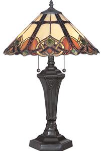 Lampada Da Scrivania Tiffany Cambridge Acciaio Bronzo Vintage 2 Luci E27