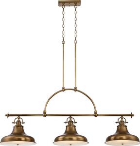 Lampadario Industrial Nordico Emery Metallo Ottone Anticato 3 Luci E27