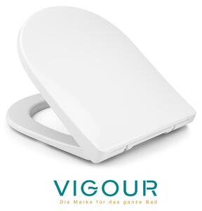 Sedile WC VIGOUR DERBY V3 rimovibile con sistema di abbassamento automatico e cerniere in acciaio inossidabile, bianco
