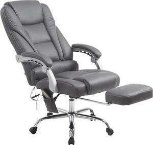 Sedia da ufficio con massaggio - Sedia ergonomica, relax, costruzione in pelle di alta qualità | Colore: Grigio