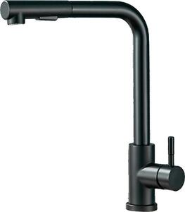 Rubinetto da cucina, bocca estraibile, girevole a 360 gradi, nero opaco-304