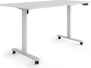 ESMART Germany ETX-121GG 160x80cm Grigio chiaro Scrivania ergonomica sit-stand su rotelle Regolabile elettricamente in altezza in modo continuo 78,5-128,5cm 3x memoria Promemoria attività Soft-Start/Stop
