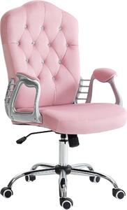 Sedia da ufficio HOMCOM, sedia da scrivania ergonomica con funzione dondolo, funzione girevole, sedia per computer regolabile in altezza, ottica in velluto, per ufficio domestico, rosa