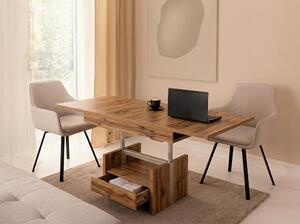 Tavolino di design WM-1, regolabile in altezza, allungabile, con cassetto