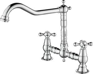 AquaTrimo Windsor Rubinetto miscelatore da cucina a 2 fori con ponte nostalgico e bocca di erogazione cromata 21WS7653CM