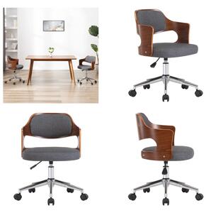 VidaXL Sedia girevole per ufficio in legno curvato grigio e tessuto - Sedia da ufficio - Sedie da ufficio - Sedia girevole da ufficio - Sedie girevoli da ufficio