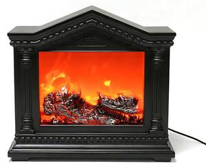 Camino elettrico da tavolo dall'atmosfera suggestiva - Effetto fiamma LED - 33x11x21 cm - Nero