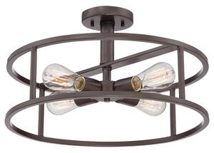 Lampadario Industrial Nordico New Harbor Acciaio Bronzo Western 4 Luci E27