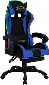 Sedia da Gaming con Luci a LED RGB Blu e Nera in Pelle finta