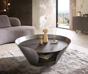 DELIFE Tavolino Skafi, 100x40 cm, piano in laminato ceramico Noir Desir, struttura in metallo color bronzo e dettagli argentati