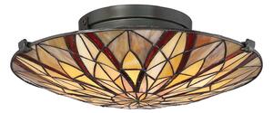 Lampadario Tiffany Victory Vetro Bronzo Valiant 2 Luci E27