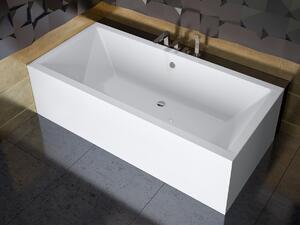 Vasca da bagno rettangolare 155x70 con grembiule in acrilico, set di scarico e piedini GRATIS | set completo 4in1 sifone originale per vasca da bagno in acrilico | BADLAND QUADRO