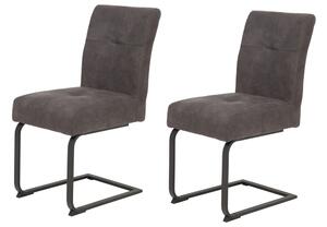 Tavoli Hela, set di 2 sedie a sbalzo, sedia per sala da pranzo LUISE - rivestimento vintage antracite - sedile comfort con cestino a molla - struttura quadrata in metallo - portata 120kg