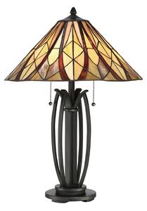 Lampada Da Scrivania Tiffany Victory Vetro Bronzo Valiant 2 Luci E27