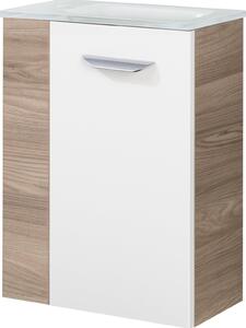 Set per bagno ospiti Fackelmann SBC LUXOR, 2 pezzi, 45 cm, marrone chiaro/bianco, a destra, vetro bianco