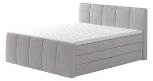 Set boxspring completo testata + base del letto con contenitore + materasso + topper VERONE - grigio chiaro - 160 x 200 cm