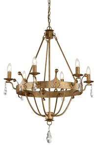 Lampadario Classico Windsor Acciaio Patina Oro 6 Luci E14