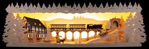 Arco portacandele Winterland Erzgebirge innevato (53x17,5cm) di Tietze Erzgebirgsdesign