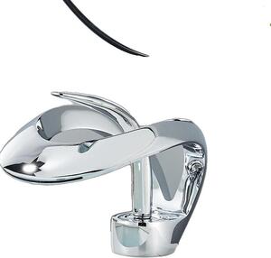 Rubinetto per lavabo, design contemporaneo, maniglia monocomando, cromo