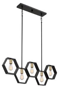 Lampadario Industrial Nordico Bismarck Acciaio Nero Terra 5 Luci E27