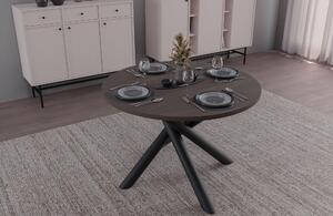 Tavolo rotondo Oslo, design moderno, diametro 110 cm, ideale per soggiorno o sala da pranzo. Disponibile nelle seguenti finiture: Wisconsin (noce), Artisan (rovere), Lindberg (rovere), Portland (frassino nero)