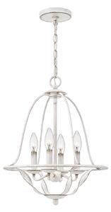 Lampadario Industrial Nordico Bradbury Acciaio Bianco Antico 4 Luci E14