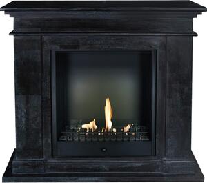 Caminetto a etanolo Xaralyn - Kos BCL-SBU - pietra naturale nera - riscaldamento a 3 kW - caminetto da incasso incluso - caminetto decorativo
