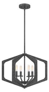 Lampadario Industrial Nordico Vanguard Acciaio Nero Antico 4 Luci E14