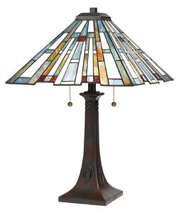 Lampada Da Scrivania Tiffany Maybeck Acciaio Bronzo Valiant 2 Luci E27