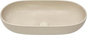 SAT Cemento lavabo da appoggio 65x35 cm sabbia cemento opaco senza foro per rubinetto e troppopieno, sabbia