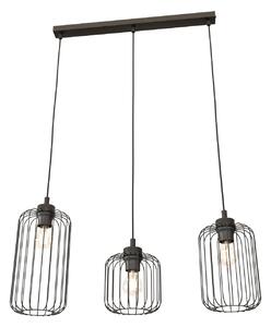 Sospensione Minimal Industrial Vander 3 Luci Lineari Nera