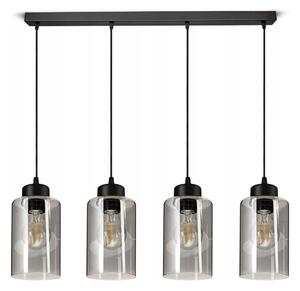FKL DESIGN Home Deco plafoniera Plafoniera nera a 4 luci E27 con paralume in vetro della serie N535 (DDH4)