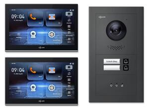 Videocitofono IP Goliath 2 famiglie display antracite : 10 pollici in nero : Scatola da esterno : 4 POE (standard) campanello