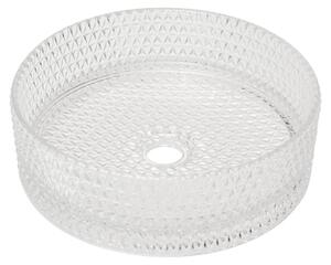 Lavabo da appoggio SAT PURITY Ø 36 cm in vetro trasparente, struttura a rilievo