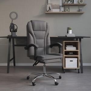 The Living Store Sedia da ufficio reclinabile in Pelle finta grigia