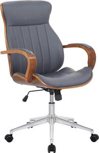 Sedia da ufficio in Pelle finta - Sedia da ufficio ergonomica - Design girevole a 360° | Colore: noce/grigio