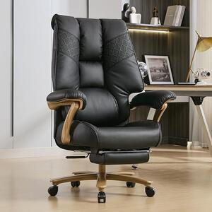 Sedia da ufficio con capacità di carico fino a 200 kg, poltrona ergonomica da ufficio con imbottitura in molle e schiuma a memoria, sedia da scrivania extra larga con poggiapiedi, sedia girevole adatta a lunghe sessioni di lavoro? Colore: nero