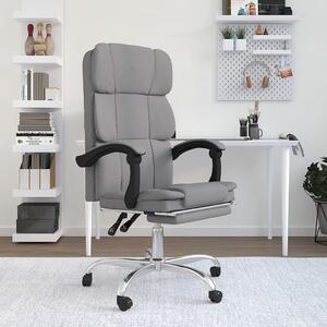 The Living Store Sedia da ufficio con funzione reclinabile Tessuto grigio chiaro