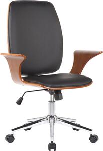 Sedia da ufficio, sedia ergonomica girevole - regolazione in altezza e funzione girevole senza interruzioni | Colore: noce/nero | Materiale: Pelle finta