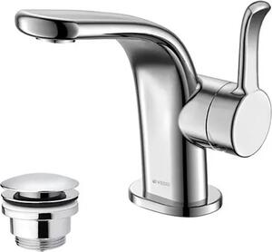Miscelatore per lavabo con tappo a click-clack, modello CENTO, finitura cromata