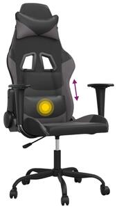 VidaXL Sedia da gioco con funzione massaggio in Pelle finta nera e grigia