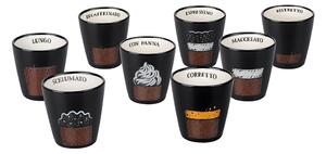Tazzine da caffè a bicchiere in ceramica stoneware nero decorato da 90 ml senza manico set 8 pezzi