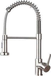Miscelatore da cucina, Doccetta estraibile, Struttura in ottone, Funzionamento monocomando, Nichel spazzolato U
