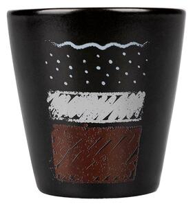 Tazzine da caffè a bicchiere in ceramica stoneware nero decorato da 90 ml senza manico set 8 pezzi