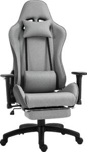 Sedia da ufficio Fortuna Lai con braccioli regolabili, sedia da computer con cuscino poggiatesta e lombare rimovibile, funzione oscillante, grigia, ergonomica e confortevole