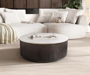 DELIFE Tavolino Fiorano 90x90 cm Marmo Bianco Metallo Nero Antico